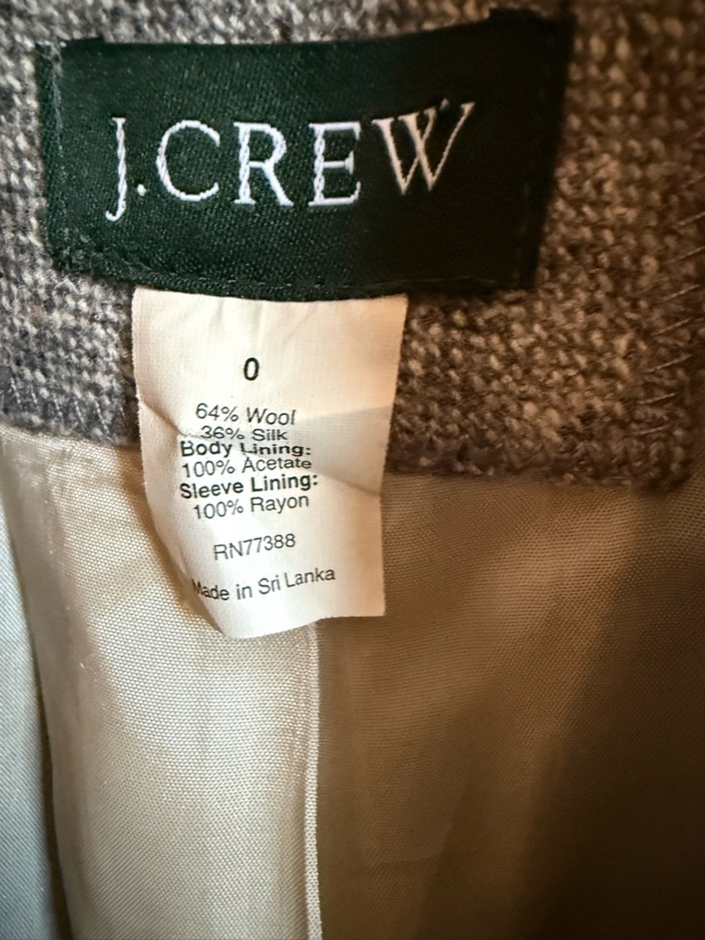 J. Crew Heather Gray Tweed wool/silk Blazer size 0 - Picture 3 of 8